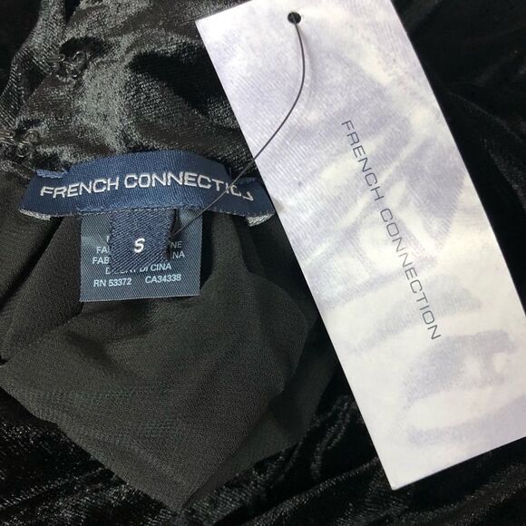 French Connection Velvet Aurore High Neck Sleeveless Swing Top Black S - Picture 8 of 10